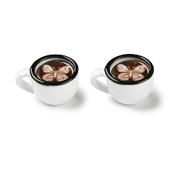 Белый Подвески из сплава краски для выпечки, чашка кофе, белые, 9x15x11.5 мм, отверстие : 4x2.5 мм