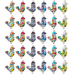 (52) Непрозрачная лаванда 42 шт. 6 стили печатных подвесок из сплава, Ссылки птиц, платина, разноцветные, 23.7x16.8x2.2 мм, 7 шт / стиль