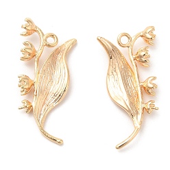 Настоящее золото 18K Латунные подвески, без кадмия, без никеля и без свинца, цветочный шарм, реальный 18 k позолоченный, 23x11x3 мм, отверстие : 1.4 мм