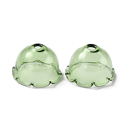 Medium Sea Green Glass Bead Cone for Wind Chimes Making, Multi-Petal, Flower, Medium Sea Green, 21x13mm, Hole: 2mm