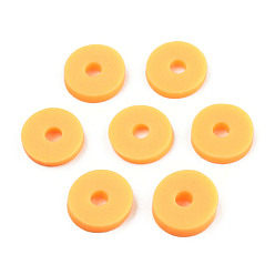 Orange Eco-Friendly Handmade Polymer Clay Beads, Disc/Flat Round, Heishi Beads, Orange, 6x1mm, Hole: 2mm, about 23500pcs/1000g