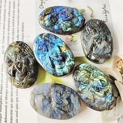 Angel & Fairy Natural Labradorite Carved Figurines Statues for Home Office Desktop Decoration, Angel & Fairy, 40mm