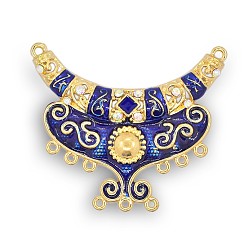 Средно-синий Золотой тон сплава эмали люстра ссылки, с Кристл AB горный хрусталь, светло-синий, 53.5x64x6 мм, отверстие : 2 мм