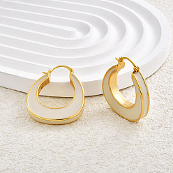 Белый Латунные эмалированные серьги для женщин, слеза, золотые, белые, 33x29 мм