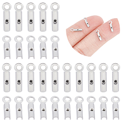 Нержавеющая Сталь Цвет 300шт. 304 нержавеющая сталь, складные обжимные концы, загибаем концы шнура, цвет нержавеющей стали, 9x2x1.5 мм, отверстие : 1 мм