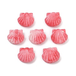 Светло-Коралловый Резные бусины из синтетического коралла, окрашенные, формы раковины, свет коралловый, 14x15.5x7.5 мм, отверстие : 1.2 мм