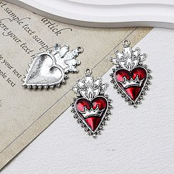 Сердце Подвески из эмали и сплава, античное серебро, сердце, 46x26 мм