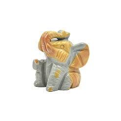 Имперская яшма Резные фигурки целебных слонов из натуральной императорской яшмы, Украшения из камня с энергией Рейки, 40x35x50 мм