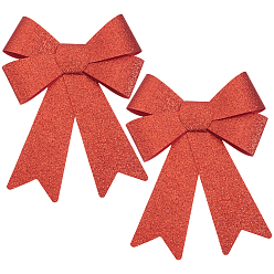 Красный Рождественский блестящий бант из ПВХ, праздничные украшения для помещений и улицы, красные, 315x250x9 мм, 2 шт / комплект