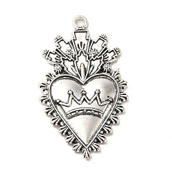 Античное Серебро Сплавочные подвески тибетского стиля, без кадмия и без свинца, святое сердце, античное серебро, 45.5x26.5x3.5 мм, отверстие : 2 мм, Около 157 шт / 1000 г