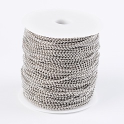 Platinum Iron Ball Chains, Soldered, Platinum Color, with Spool, Bead: about 2mm in diameter, about 328.08 Feet(100m)/roll