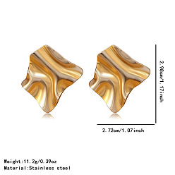 Самородки Двухцветные 304 серьги-гвоздики из нержавеющей стали, золотые и нержавеющая сталь цвет, самородки, 29.8x27.2 мм