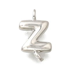 Letter Z Подвески из латуни, без свинца и без кадмия, долговечный, стойки покрытие, платина, Письмо Z, 12.5x7x2.5 мм, отверстие : 1.2 мм