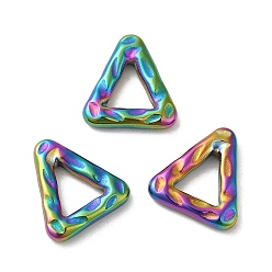 Rainbow Color Ion Plating(IP) 304 Stainless Steel Links, Triangle Connector, Hammered, Rainbow Color, 14x13x2.8mm, Inner Diameter: 6.3x7mm
