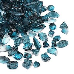 Темно-бирюзовый Прозрачные стеклянные бусины градиентного цвета, разнообразные, темные бирюзовый, 8~23x8~20x3.5~8 мм, отверстие : 1~1.4 мм, Около 800 шт / 1000 г