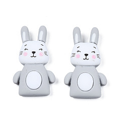 Silver Opaque Resin Cabochons, Rabbit, Silver, 30x17.5x6mm