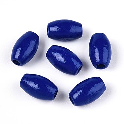 Средно-синий Окрашенные распылением деревянные бусины Schima, рис, светло-синий, 9.5~10x6~6.5 мм, отверстие : 1.8~2 мм