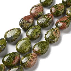 Унакит Природные Unakite бисер нитей, квартира слеза, 17.5~18x13~13.5x6 мм, отверстие : 1.2~1.4 мм, около 11 шт / нитка, 7.56'' (19.2 см)