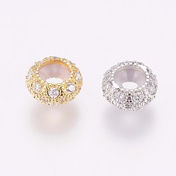 (52) Непрозрачная лаванда Латунные микро проложить кубического циркония бусы, рондель, разноцветные, 10x5 мм, отверстие : 3 мм