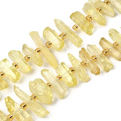Желтый Природных кристаллов кварца бисер нитей, граненые, окрашенные, палочка для наггетсов, с бисером, желтые, 11~25x3~9x4~10 мм, отверстие : 1~1.2 мм, около 19~26 шт / нитка, 7.09~7.48'' (18~19 см)