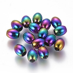 Rainbow Color Ионное покрытие (ip) 304 шарики из нержавеющей стали, овальные, Радуга цветов, 7x6 мм, отверстие : 3 мм
