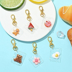 Mixed Shapes Смола подвеска украшения, с сплава шарнирного когтя омара застежками, разнообразные, 73.5 мм