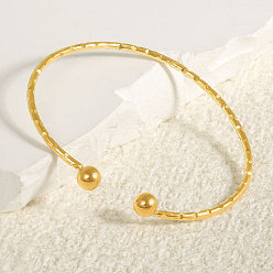 Настоящее золото 18K Стильные 304 из нержавеющей стали манжеты браслеты, браслеты с крутящим моментом для женщин, реальный 18 k позолоченный, внутренний диаметр: 2-5/8 дюйм (6.8 см)