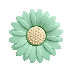 Medium Spring Green Flower Food Grade Eco-Friendly Silicone Focal Beads, Medium Spring Green, 20x20mm