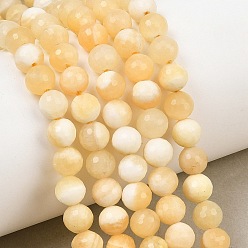 Jade Jaune Naturelles jade jaune brins de perles, facettes (128 facettes) rondes, 6.5mm, Trou: 1.1mm, Environ 63 pcs/chapelet, 14.96'' (38 cm)