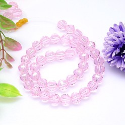 Pearl Pink Faceted Round Imitation Austrian Crystal Bead Strands, Grade AAA, Pearl Pink, 10mm, Hole: 0.9~1mm, about 40pcs/strand, 15.7 inch