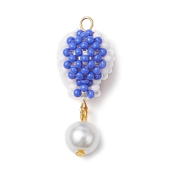 (52) Непрозрачная лаванда Подвески из стеклянных бусин в виде воздушных шаров, со стеклянным жемчугом и золотой петлей из нержавеющей стали, разноцветные, 304 мм, отверстие : 35x14 мм