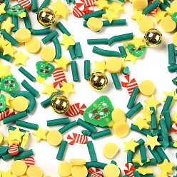 Зеленый Рождественская тема ручной работы из полимерной глины кабошоны, рождественская елка, зелёные, 4.5-11x1.5-10.5x1-6 мм