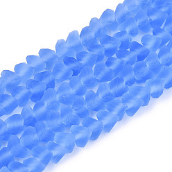 Озёрно--синий Матовые прозрачные стеклянные бусины, треугольные, Плут синий, 3~3.5x4~4.5x4~4.5 мм, отверстие : 0.8 мм, около 121~131 шт / нитка, 14.37~15.35 дюйм (36.5~39 см)