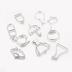 Платина Стойки из пластика с открытыми задними подвесками, для diy уф смолы, эпоксидная смола, Прессованные цветочные украшения, разнообразные, платина, 22~45x18~40x3.5~3.8 мм, отверстия : 2.8~3 mm , 10 шт / комплект