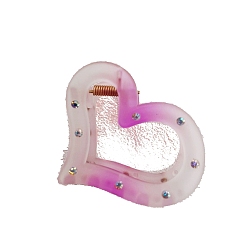 Орхидея Заколки-коготки из смолы со стразами, сердце, сиреневые, 70 мм