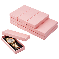 Pink Paper Jewelry Watch Packing Boxes, Rectangle, Pink, 14.2x6.4x2.5cm