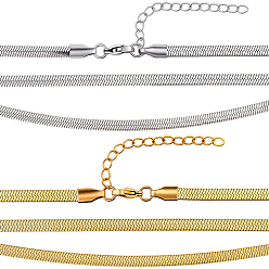Золотой & Цвет Нержавеющей Стали 4 шт. 2 цвета 304 цепочки-ёлочки из нержавеющей стали, золотые и нержавеющая сталь цвет, 17.72~18.50 дюйм (45~47 см), 2 шт / цвет