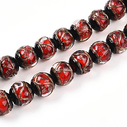 Малиновый Бусины ручной работы бусины золотого песка, круглые, малиновый, 12~12.5 мм, отверстие : 1.2~1.6 мм