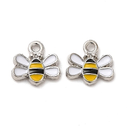 Платина Сплав эмали прелести, очарование пчел, платина, 10x10.5x2 мм, отверстие : 1.4 мм