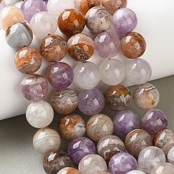 Agate Naturelle Brins de perles d'agate dentelle améthyste naturelle, lisse et rond, 12~13mm, Trou: 1.2mm, Environ 35 pcs/chapelet, 16.02~16.26'' (40.7~41.3 cm)