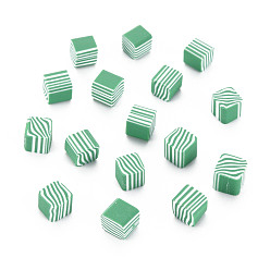 Medium Sea Green Handmade Polymer Clay Cabochons, for Phone Case Decoration & DIY Jewelry Making, Cube, Medium Sea Green, 5~5.5x5~5.5x4~5mm, about 5500pcs/1000g