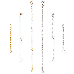 Платиновый & Золотой 2 наборы 2 цвета латунные застежки-лобстеры, с латунным кабельных цепей, платиной и золотом, 69~180 мм, 1 комплект(3шт)/цвет