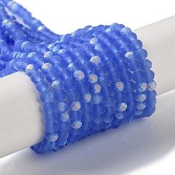 Кокосово-Коричневый Стеклянные бусины, имитация нефрита , с половинным покрытием ab цвета, граненые, матовые, рондель, кокосового коричневый, 3.5~3.8x3 мм, отверстие : 1 мм, около 105~110 шт / нитка, 29~31 см