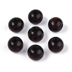 Кокосово-Коричневый Круглые бусины из натурального дерева схима, окрашенные распылением, кокосового коричневый, 11.8~12.5x11 мм, отверстие : 2.5~3 мм