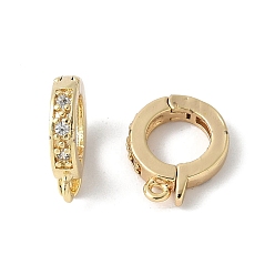 Настоящее золото 18K Латунные микропроволочные кубические циркониевые подвески, без свинца и без кадмия, долговечный, стойки покрытие, реальный 18 k позолоченный, 12.5x10x2.5 мм, отверстие : 0.7 мм