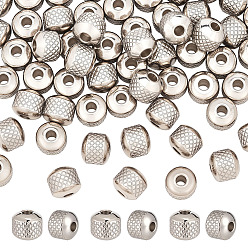 Нержавеющая Сталь Цвет 60 шт. 304 бусины из нержавеющей стали, круглый с рябью, цвет нержавеющей стали, 6x5 мм, отверстие : 1.5 мм