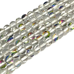 Лунный Камень Синтетические лунные лучи, голографические бусы, круглые, 6 мм, отверстие : 0.8 мм, около 60~62 шт / нитка, 14~15 дюйм