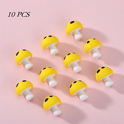 Amarillo 10piezas de cuentas focales de silicona en forma de hongo, amarillo, 18 mm, agujero: 2 mm