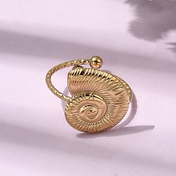 Золотой Раковина 304 открытые кольца из нержавеющей стали для женщин, золотые, размер США 6 (16.5 мм)