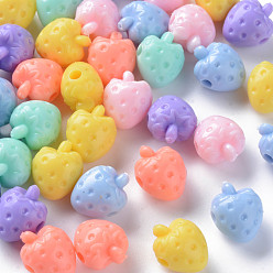 Mixed Color Opaque Acrylic Beads, Strawberry, Mixed Color, 16.5x13x11.5mm, Hole: 3mm, about 383pcs/500g